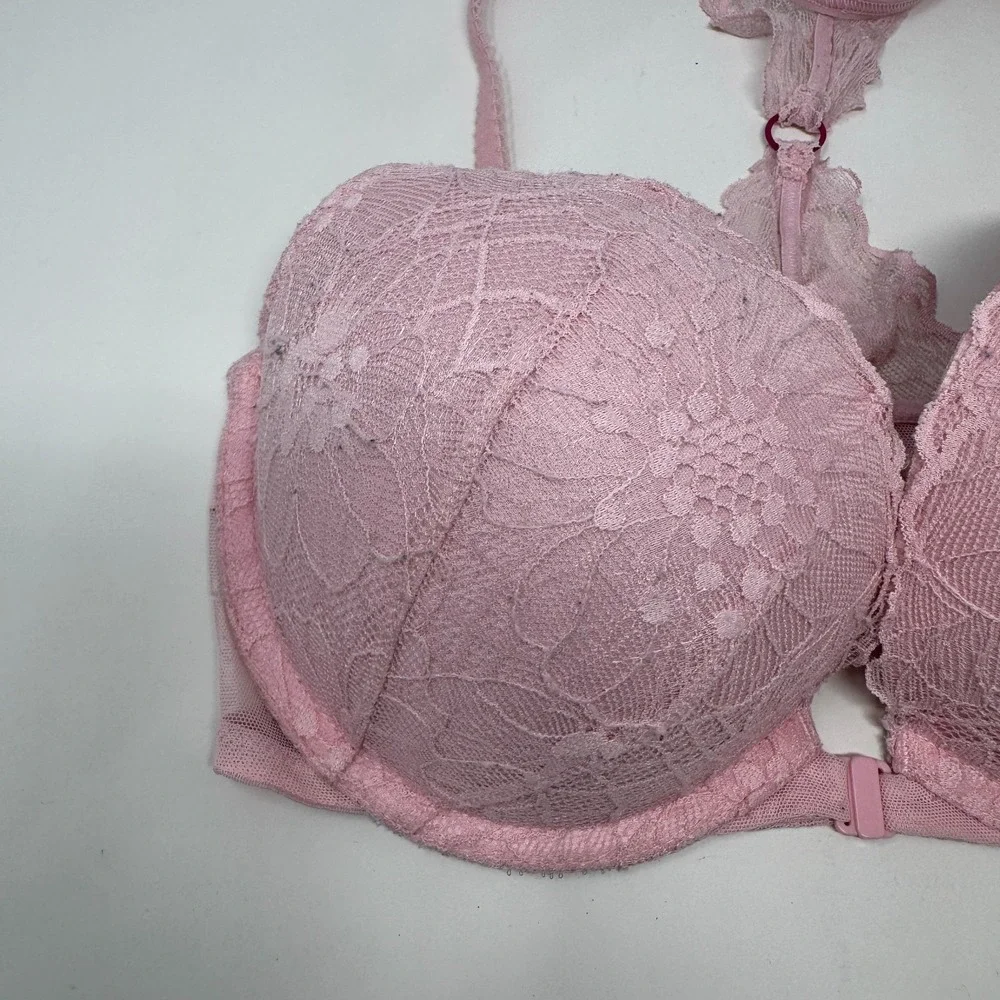 PINK Victoria's Secret Floral Lace Date Underwire Racerback Push-Up Bra 32DD